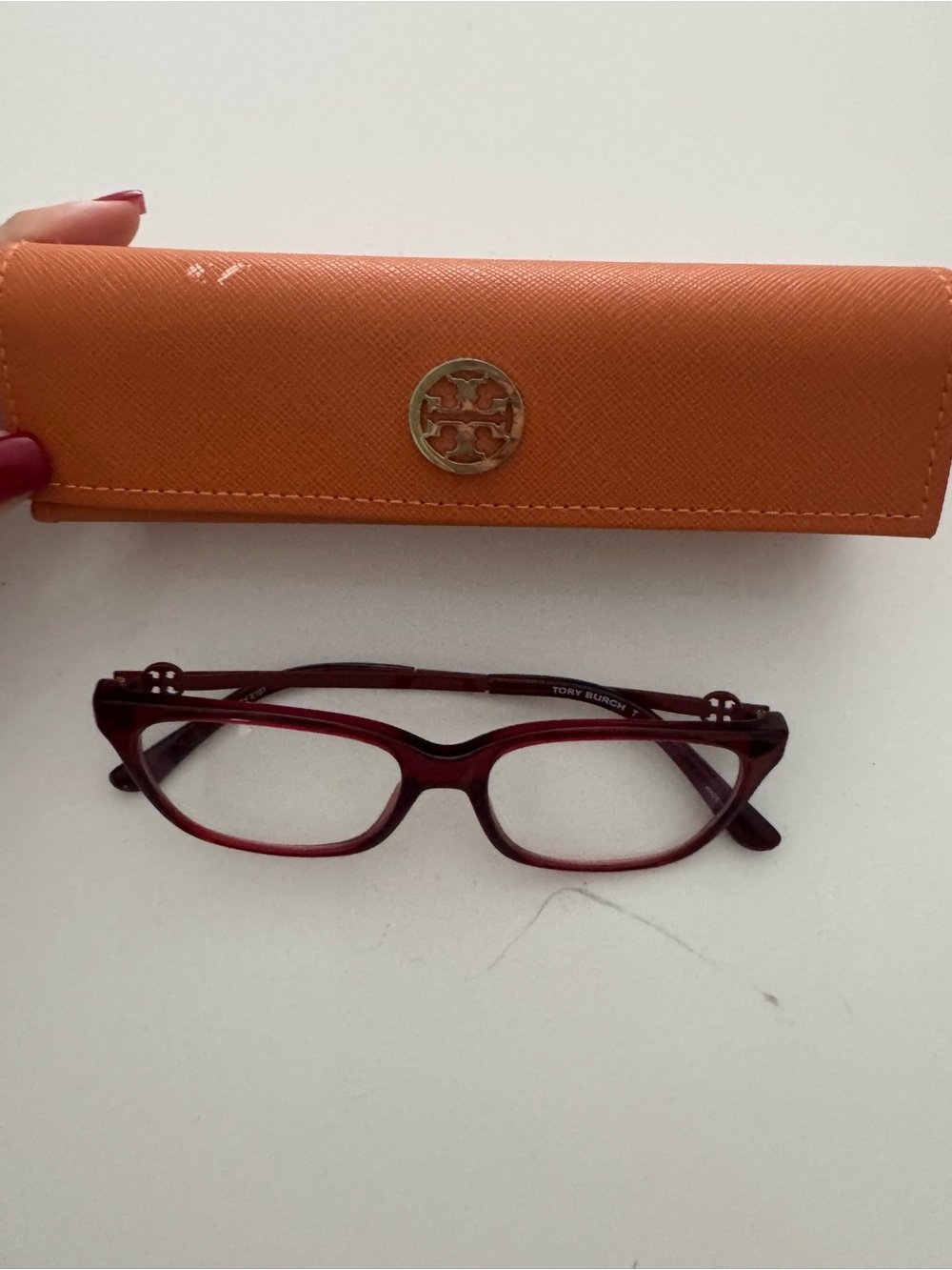Tory Burch Red Women's Eyeglasses with Orange Logo Case